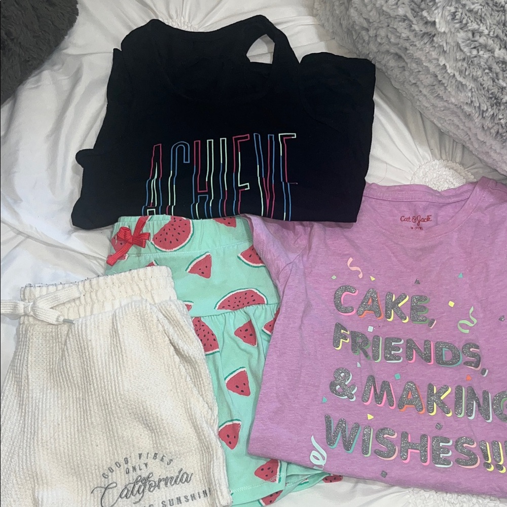Cat & Jack Pink and Mint Pajama Set with Fun Graphics